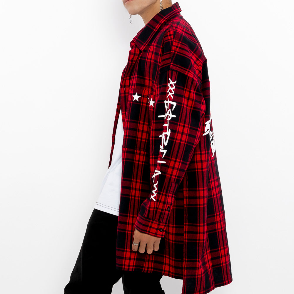 Load image into Gallery viewer, "Paradox Button-down Black-Red Shirt"-Le Fruit Défendu NYC-mens streetwear
