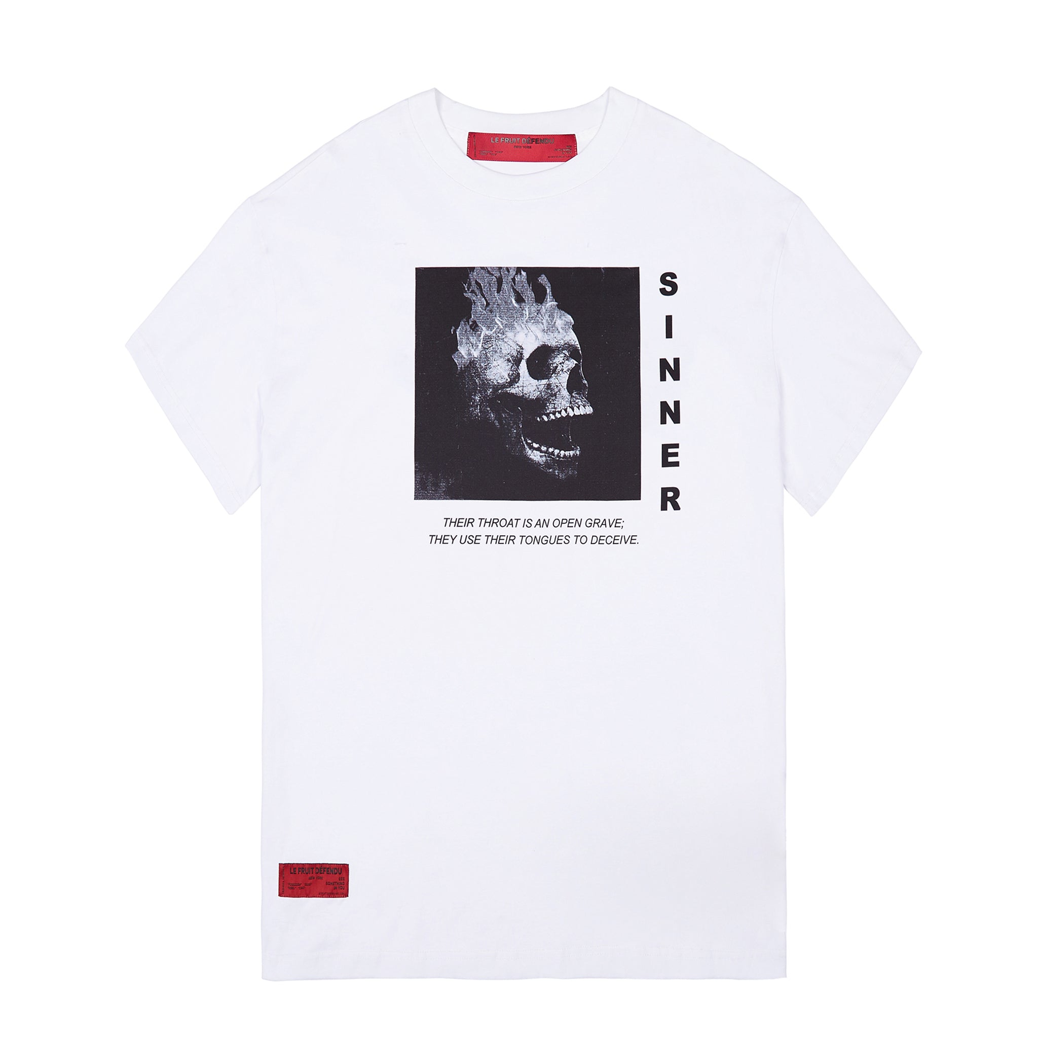 Load image into Gallery viewer, Sinner Black Skull cotton T-shirt White