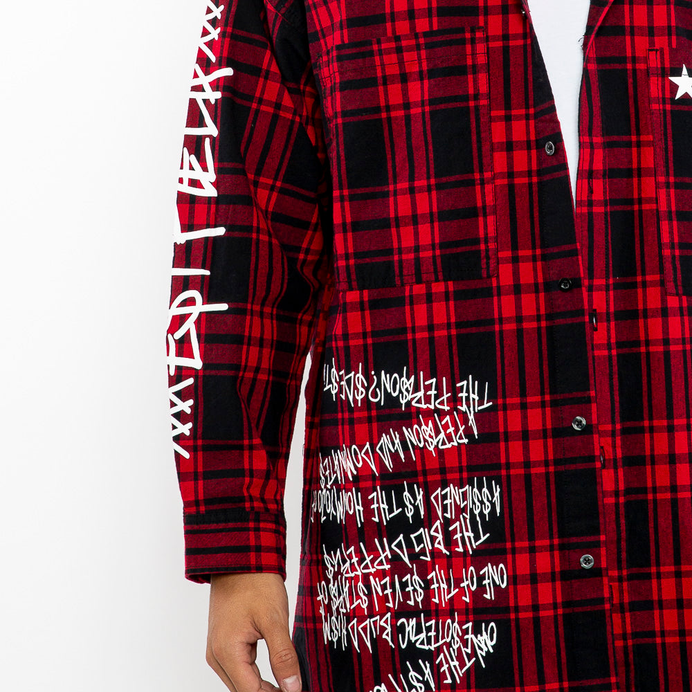 "Paradox Button-down Black-Red Shirt"-Le Fruit Défendu NYC-mens streetwear