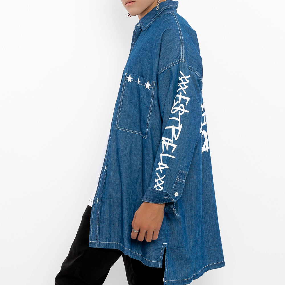 "Paradox Button-down Jeans-Blue Shirt"-Le Fruit Défendu NYC-mens streetwear